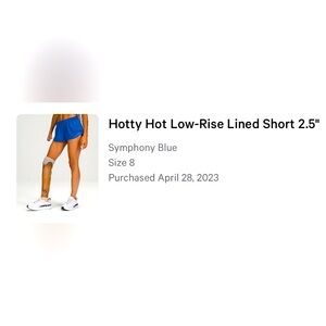 Lululemon shorts, size 8, low rise.